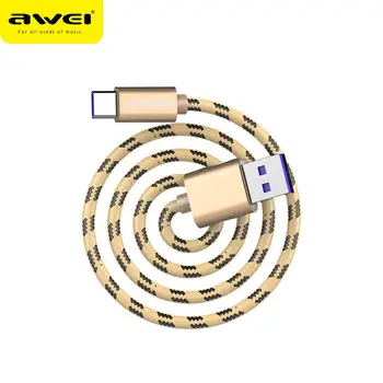 AWEI CL-51 Cablu de Încărcare 5A Cabluri de Date USB de Tip C 1M pentru Telefon, ipad Huwei Xiaomi