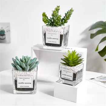 B-LIFE Mici Plante Artificiale în Vase de Sticlă Faux Plante de Ghiveci Plantas Artificiales Decorativas Verdeata pentru Decor Interior