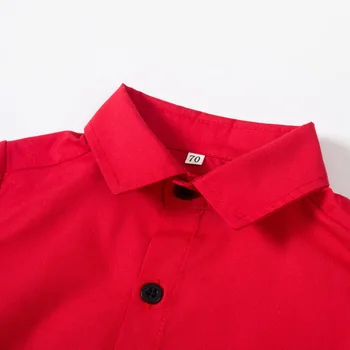 Baieti Haine Formale Copilul Haine Copii Tricou Roșu + Alb pantaloni Scurți cu Curea de culoare Albă Moda baietel Costume de Partid