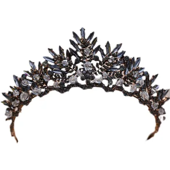 Baroc Bronz Negru Margele de Cristal de Mireasa Diademe Stras Diademă Coroana Concurs pentru Mirese Benzi de Nunta Accesorii de Par