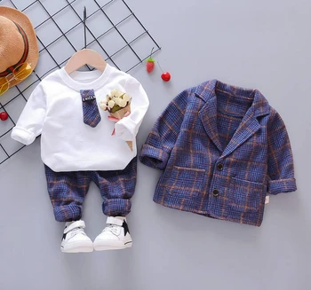 BibiCola baieti set haine de toamna stil de moda pentru copii trening set carouri topuri+pantaloni bebe costum de haine de băieți 1-4T