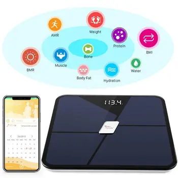 Bluetooth Scară Greutate Digitale Smart Body Fat Scale de Greutate Multi-funcția de Sticlă Scară Baie de IOS Android APP Black