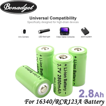 Bonadget 4battery+Taxa Dubla 3.7 V 2800mAh Li-ion Pentru 16340 RCR123A Înlocuiți Bateria Pentru CR123A Lanterna Mobil aparat de Fotografiat Baterie