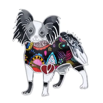 Bonsny Declarație Email Aliaj Picioare Papillon Câine Broșe Pin Haine Eșarfă Animal Bijuterii Pentru Femei, Fete Iubitorii De Animale De Companie Cadou