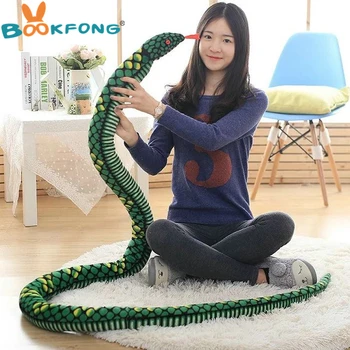 BOOKFONG Gigant Simulare Șarpe Cârpă Moale Jucărie de Păpuși Umplute Cadouri de Ziua de nastere Copil Amuzant Jucărie de Pluș mult de 170/280cm Șarpe de Jucărie de Pluș
