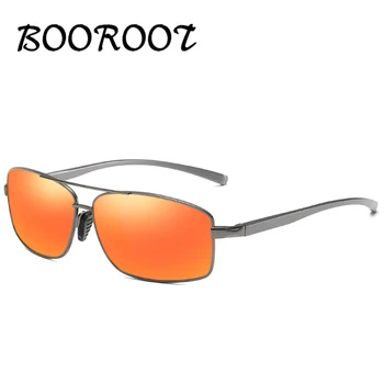 BOOROOT Retro Clasic Mens Polarizat ochelari de Soare Barbati Dreptunghi Ochelari de Soare Rama de Aluminiu UV400 Ochelari de sex Masculin