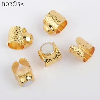BOROSA 5Pcs Moda Placare cu Aur Natural de apă Dulce Pearl Inel de Dimensiuni Mici 4.5~5.7, Perle Naturale Inele Bijuterii pentru Femei G1879