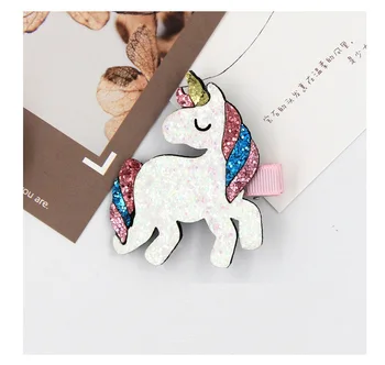 Boutique 10buc Moda Drăguț Sclipici Unicorn Agrafe de par Solide Simțit Animal Cal Agrafe de Par Printesa veșminte de cap Accesorii de Par