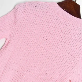Brand de lux de Designer Pulovere Tricotate pentru Femei O de Gât Umăr Butoane Tricotate cu Maneci Scurte Pulover