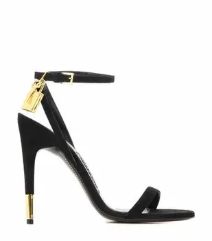 Brand De Lux De Moda Gold Lock Strappy Sandale Cu Toc Înalt Celebritate Pantofi Simplă Curea De Seara, Sandale Femei Sandalias Femininas