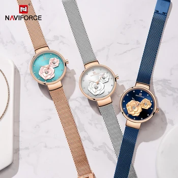 Brand de lux NAVIFORCE Doamnelor Ceasuri Creatoare de Moda 3D Rose ceas Cadou Pentru Femei Fată Casual Ceas Relogio Feminino 2019