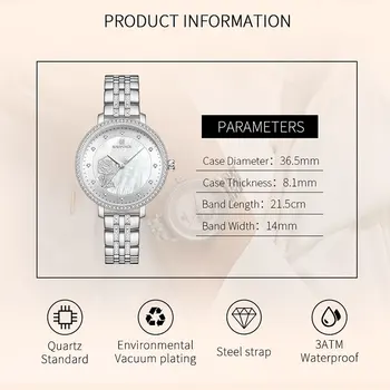 Brand de lux NAVIFORCE Femei Ceas de Moda Elegant Doamnelor Cuarț Ceas de mână Creative Cadran Cu Diamante Impermeabil Ceas Brățară