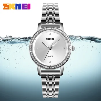 Brand de lux Stras Doamnelor Ceas SKMEI Otel Inoxidabil rezistent la apă Casual Cuarț Ceas de mână pentru Femei Ceasuri Relogio Feminino