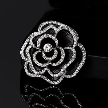 Brand De Moda De Design Stras Floare Trandafir Broșe Plin De Cristal Camellia Femeie Pin Coat Corsaj