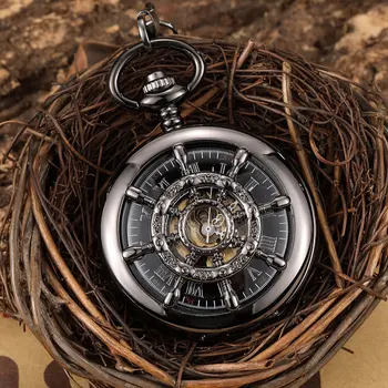 Bronz Carma de Vapor Mecanic de Buzunar Ceasuri pentru Barbati Gol Steampunk Schelet Ceasuri de Buzunar de sex Masculin Cadouri Reloj De Bolsillo