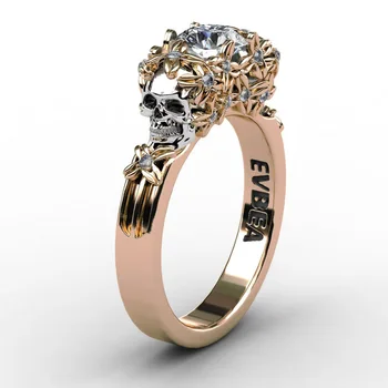 BUDROVKY Punk Skull Ring pentru Femei Barbati Vid Oțel de Titan Placat cu Două culoare de Cuplu Inel de chestii Misto Bijuterii 2020