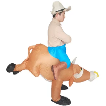 Bull Rider Gonflabile de Echitatie Taur Costume pentru Adulti Cowboy Vaca Carnaval de Halloween Cosplay Petrecere Rochie Fancy Femei Barbati de Ziua de nastere