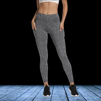 Buzunar Solid Sport Pantaloni de Yoga Talie Mare culoare Solidă Sport Colanti de Fitness Femei Jambiere de Formare Rulează Pantaloni Sport