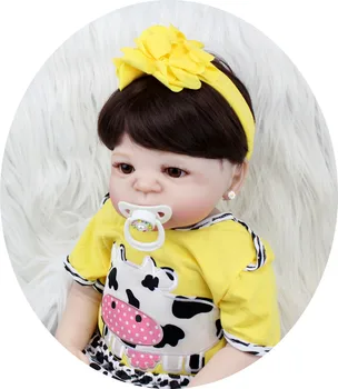 BZDOLL 55cm Corp Plin de Silicon Renăscut Păpușă Jucărie Realiste 22inch Nou-născut Prințesă Copil Fată Ziua de nastere Cadou de Baie Jucărie