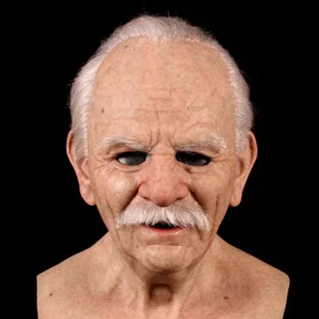 Bătrânul Mască de Latex Chel, cu Mustață Mascat de Halloween Bunici Cosplay Masca Înfricoșătoare elemente de Recuzită cu Peruca Casca