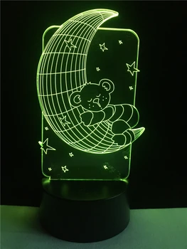 Cadouri pentru copii 3D LED Lampă Dulce pui de Urs de Dormit Luna Decorative Comutator USB Dormitor Lumina de Noapte Multicolor Masă Petrecere Acasă