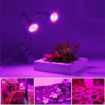 Cap dublu E27 Led-uri Cresc Light, Flexibil, Cu Lampă Titularul Clip Full Spectrum Planta cu LED-uri Cresc de Lumină Phytolamp Pentru Casa Interior