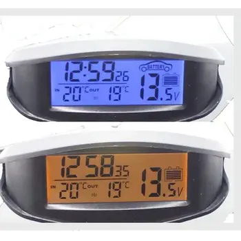 Car Digital Termometru Luminos LED Ceas de Masa de Interior/exterior Termometre Voltmetru Timp AlarmBlue Portocaliu de Fundal EC98