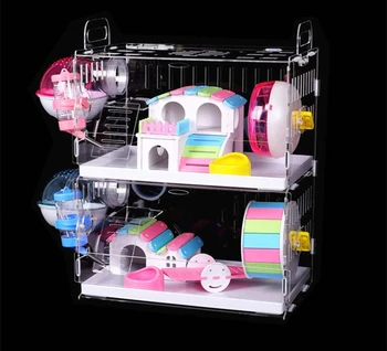 Casa Hamster Acrilice Animale De Companie Mici Cușcă Transparentă Supradimensionate Villa Cobai De Bază Cușcă Jucărie Consumabile Pachet Cuib Cu Conducta