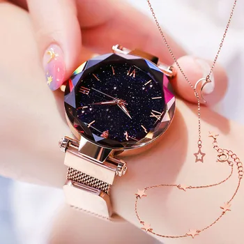 Ceasuri Femei ceas brățară moda casual cerul Înstelat rochie Ceas brățară colier Doamnelor cuarț Ceas de mână ceas Reloj Mujer
