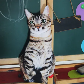 Cel mai mic pret de Desene animate Minunat de Simulare 3D Cat pernă Perna Moale Jucărie Moale Animal Umplute Papusa Drăguț Cadou de Crăciun Pentru Copil