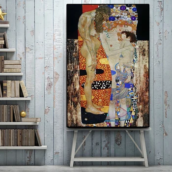 Cele Trei Vârste ale Femeii de Gustav Klimt Tablouri Canvas Postere si Printuri de Arta de Perete de Imagine pentru Camera de zi de Decorare Acasă