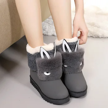 Cizme Pentru Femei De Brand De Pantofi De Iarna Warm Negru Rotund Deget De La Picior Plus Dimensiune Casual Femei Cizme De Zăpadă
