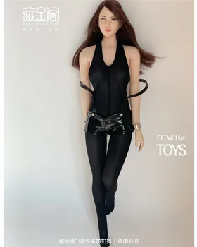 CJG-014 1:6 scala fată femeie combinezonul de îmbrăcăminte haine Salopeta din imitație de piele Salopete pantaloni scurți modelul de 12