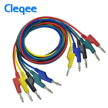 Cleqee P1036 1Set 5pcs 1M Banană 4mm Banana Plug Cablu de Testare Conduce pentru Multimetru 5 Culori