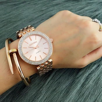 CONTENA Femei Ceas Aur roz Doamnelor Ceasuri de Top de Brand de Lux Stras Ceasuri Pentru Femei pe Încheietura mîinii Ceas cu Ceas Reloj Mujer 2018