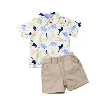 Copii copilul baietel Haine Dinozaur T-shirt, pantaloni Scurți, Pantaloni Domn Costum Formal Tinutele de Vara Baieti Set Haine