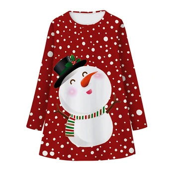 Copii De Anul Nou Haine De Crăciun Rochii De Printesa Drăguț Om De Zăpadă Maneca Lunga Print Desene Animate Fete Dress Teen Copil Fata De Crăciun Dress