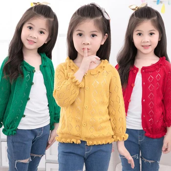 Copii Fete Cardigan Pulover 2018 Fete Pulovere Casual Solidă maneca Lunga fetita cardigan tricotate pulovere pentru fete pentru copii mari