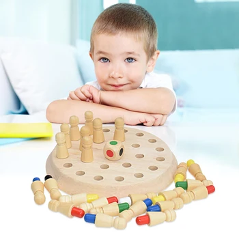 Copii Jucărie din Lemn Bloc Distractiv Joc de Bord de Învățământ Culoare Cognitive Capacitatea de Jucarii pentru Copii Cadou Meci de Memorie Stick Joc de Șah