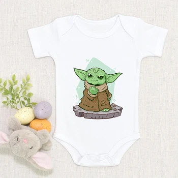 Copilul Yoda Șenile T-shirt de Desene animate Disney Copii Baiat/Fata Kawaii Star Wars THE AMAZING MANDALORIAN Casual de Vara Copii Salopeta
