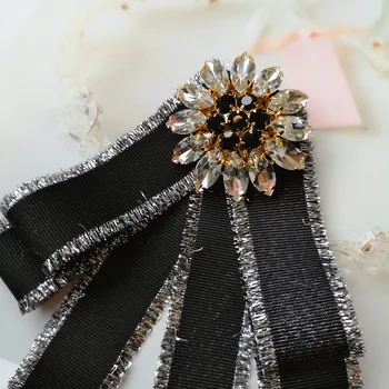 Coreean Floare Material Brosa Papion Stras Bowkont Cravată Guler de Camasa Ace Moda Bijuterii Cadouri pentru Femei Accesorii