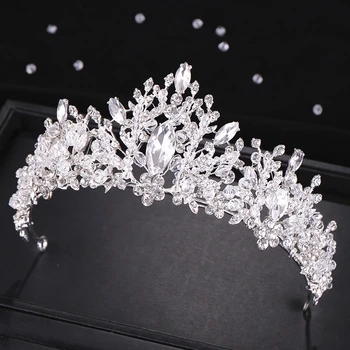 Coroana De Cristal Tiara Mireasa Ornamente De Păr De Păr Femei Accesorii Nunta Headpieces Coroana De Mireasă Stras Cu Bandă De Susținere