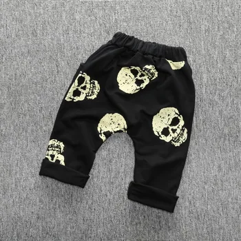 CP165-1Hot vânzare dimensiune bumbac copii pantaloni harem de fete pentru copii pantaloni baieti haine negru craniu copii copil de primavara toamna