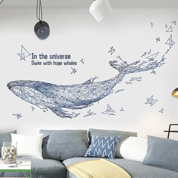 Creative Balena Autocolant de Perete pentru Dormitor Artă de Mare Animale Tapet Nou Camera pentru Copii Decor Acasă Vinil PVC Decalcomanii de Perete Demontabil
