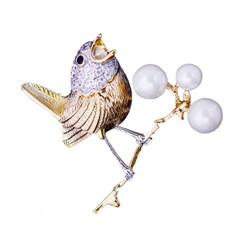 Creative de Înaltă Calitate de Păsări pe Ramuri de Pini de Moda de Cristal, Perle Animale de Bijuterii de Lux Broșe pentru Femei Barbati Banchet Cadou