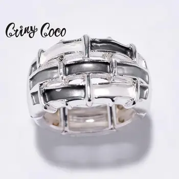 Cring Coco Fierbinte de Vânzare de Brand de Bijuterii de Moda Geometrice Email inel pentru Femei Aliaj Reglabil Argintiu Inele Femei Partid Cadou