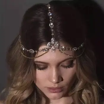 Cristal frunte cu Mireasa Nunta lanț de Păr frizură femei strălucitoare Rin Piatra Mireasa Nunta Bijuterii de Păr