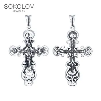 Cruce SOKOLOV de argint nielloed, bijuterii de moda, 925, femei/bărbați, de sex masculin/de sex feminin, femei de sex masculin, pandantive pentru femei gât