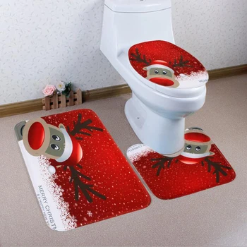 Crăciun Moș crăciun 3pcs/set Capac Scaun de Toaletă de Decoratiuni Pentru Casa WC Mat Covor de Baie Mat Toaletă Accesorii BX0518Y