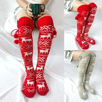 Crăciun Șosete Calde De Crăciun Femei De Moda Doamnelor Bumbac Mijlocul Ciorapi Ciorapi Sosete Vițel Calcetines Iarna Ciorapi